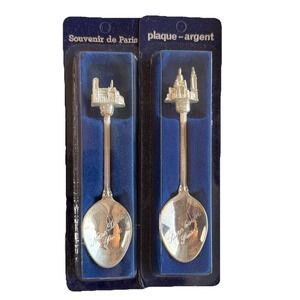 Paris Souvenir Spoons 2 Silver Plated Sacré-Cœur Notre Dame Engraved Sealed NIB
